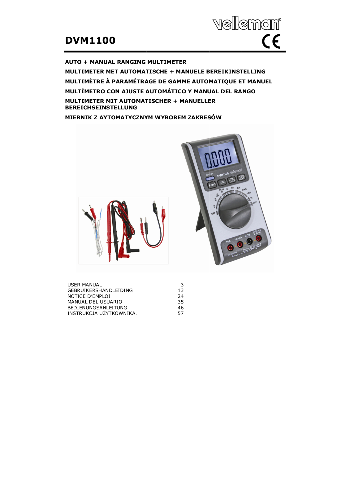 Velleman DVM1100 User Manual