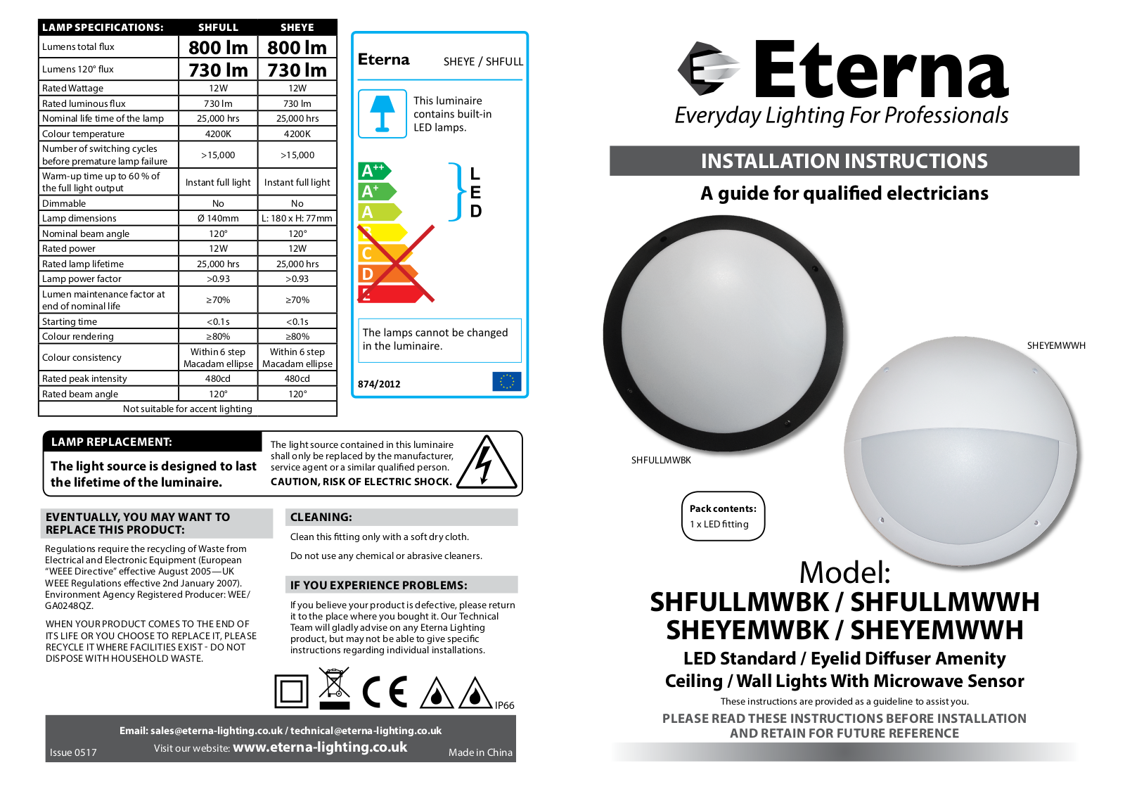 Eterna SHFULLMWBK, SHFULLMWWH, SHEYEMWBK, SHEYEMWWH User guide - ManualMachine.com