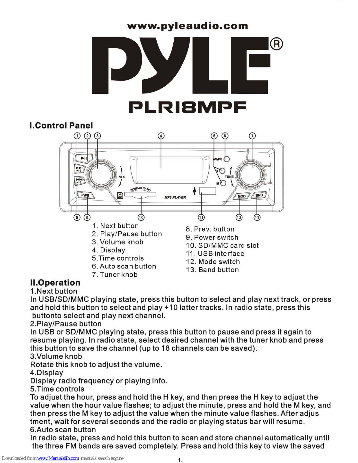 Pyle PLR18MPF User Manual - ManualMachine.com