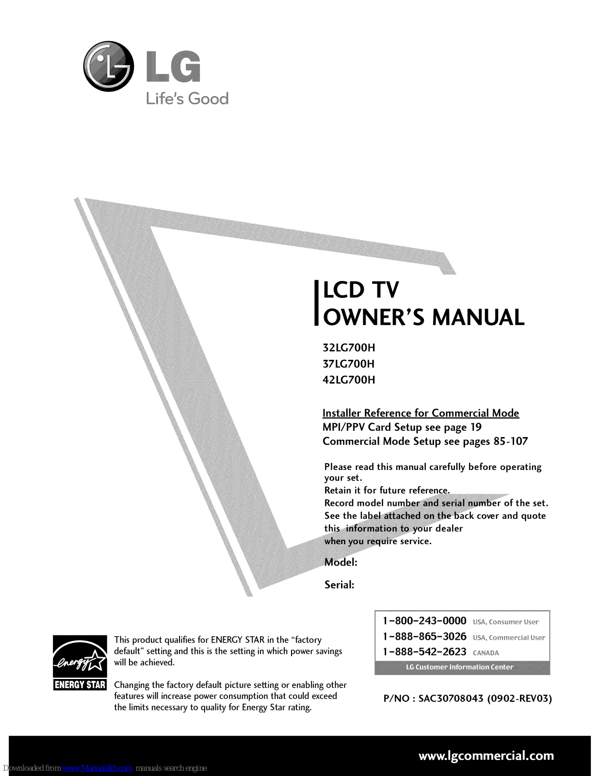 LG 32LG700H, 37LG700H, 42LG700H, 42INCH Technical Manual - ManualMachine.com