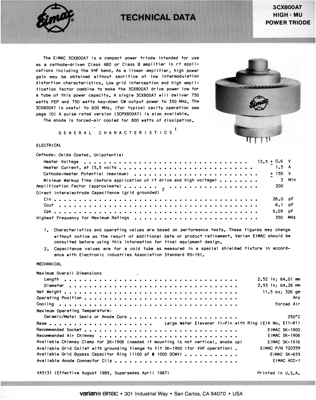 Datasheets 3CX800A7 Datasheet - ManualMachine.com