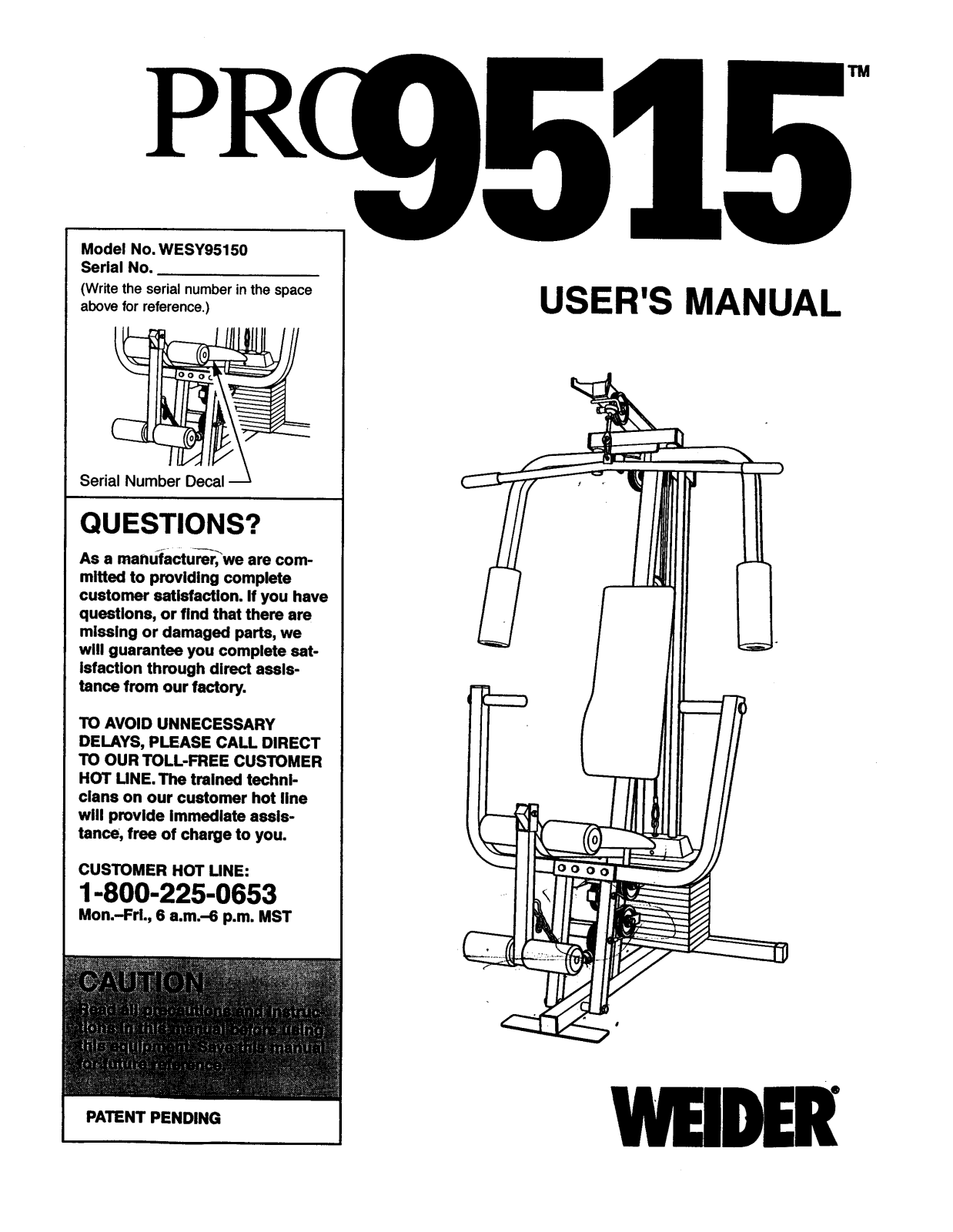 Weider PRO 9515 User Manual