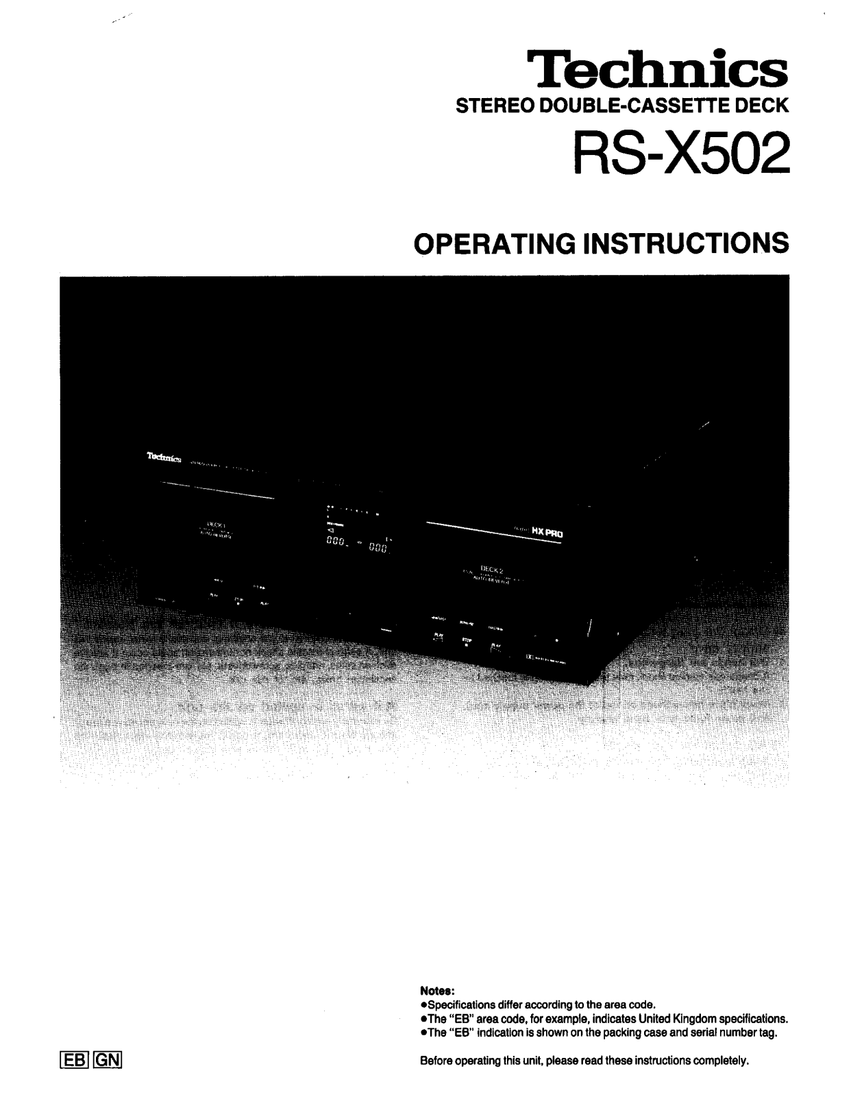 Panasonic RS-X502 User Manual