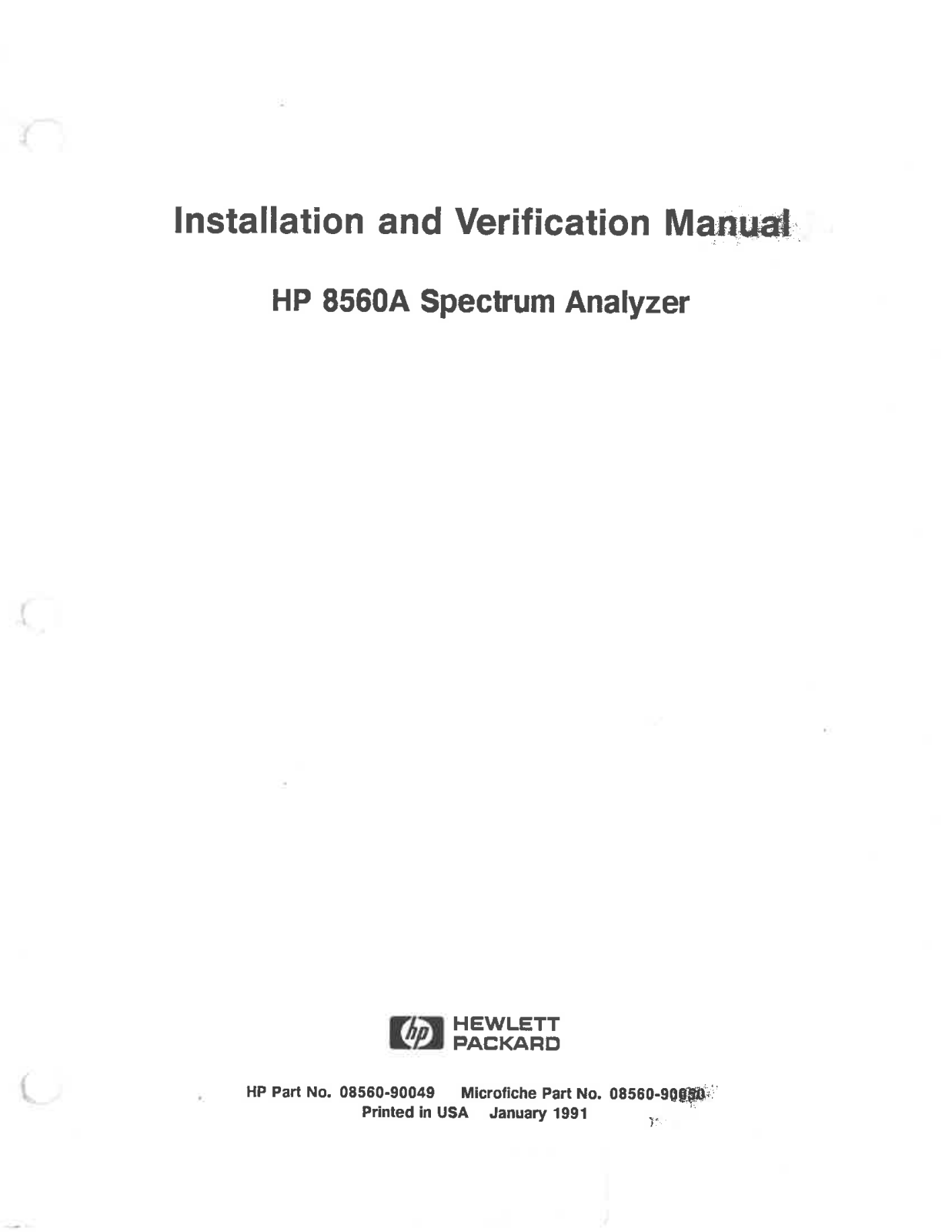 HP 8560A User Manual