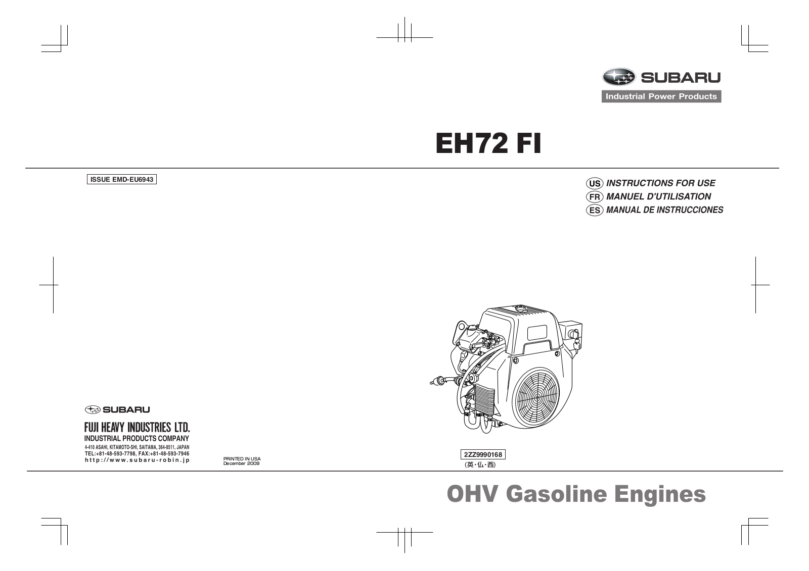 Subaru EH72 FI User Manual