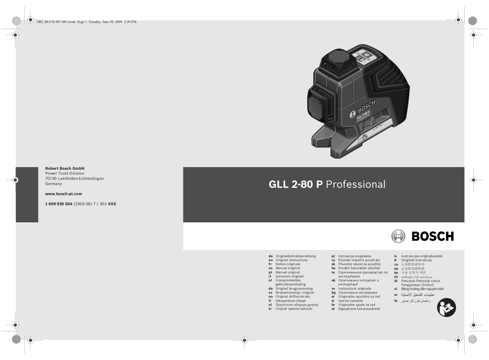 Bosch GLL 2-80 P Professional User guide