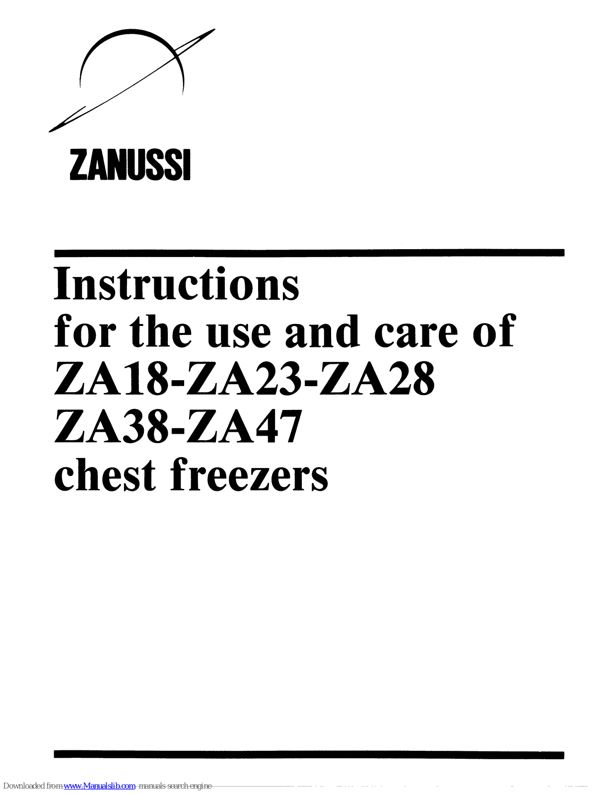 Zanussi ZA47 Instructions For The Use And Care