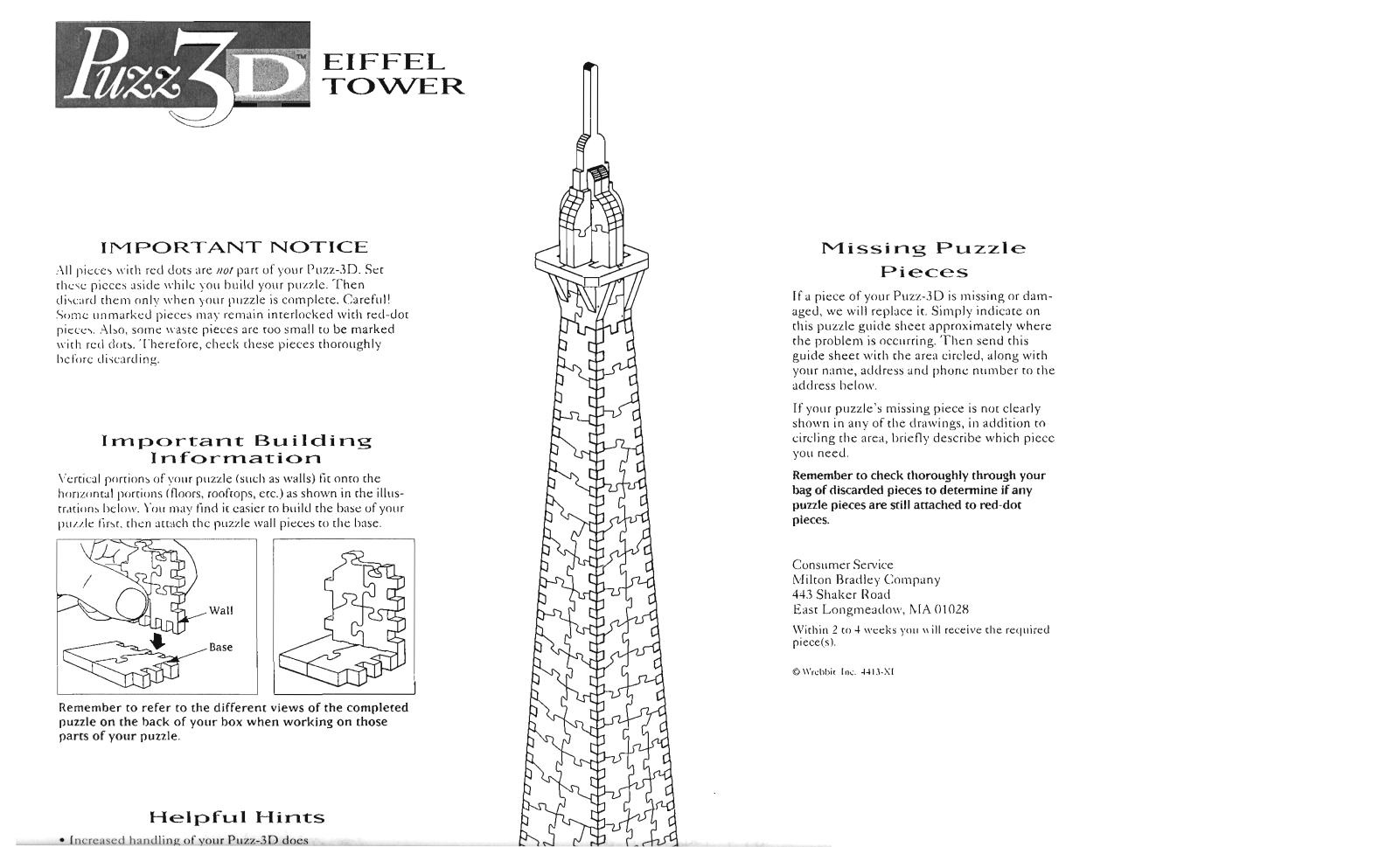 Hasbro PUZZ 3D EIFFEL TOWER User Manual