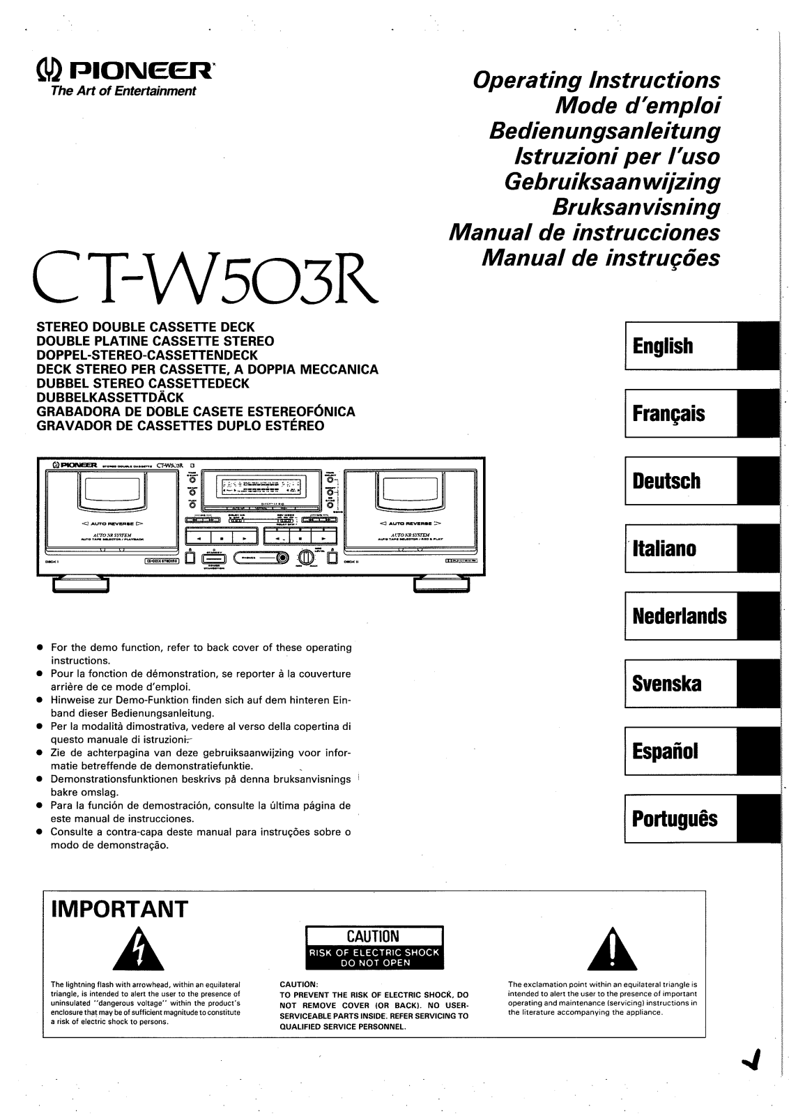 Pioneer CT-W503R Manual