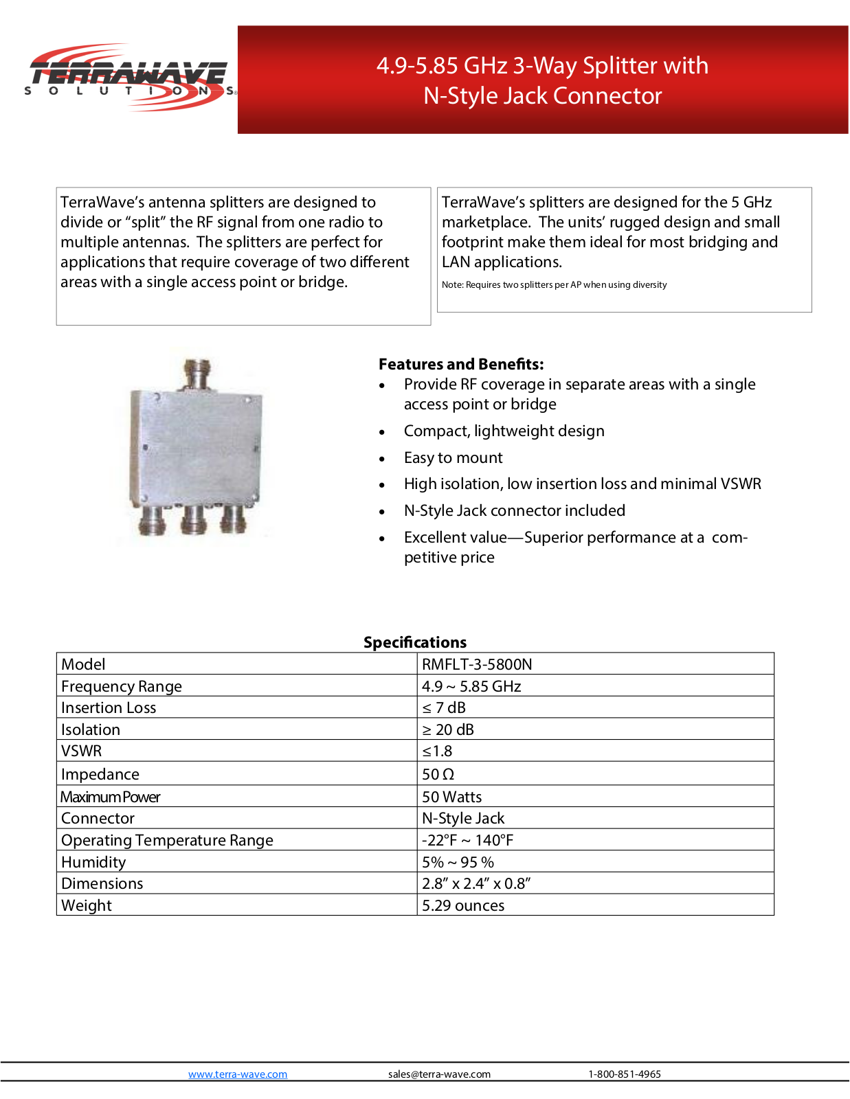 TerraWave RMFLT-3-5800N User Manual