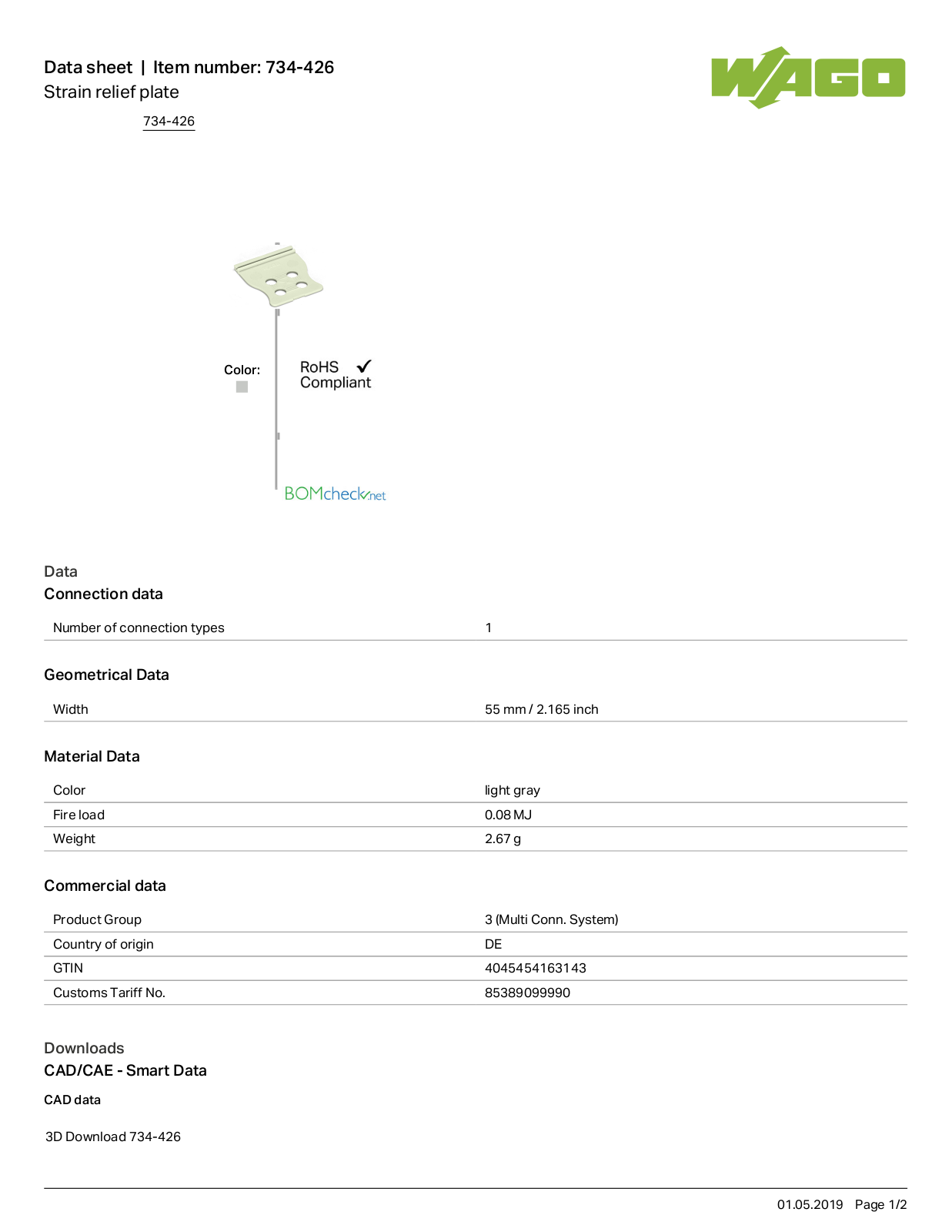 Wago 734-426 Data Sheet