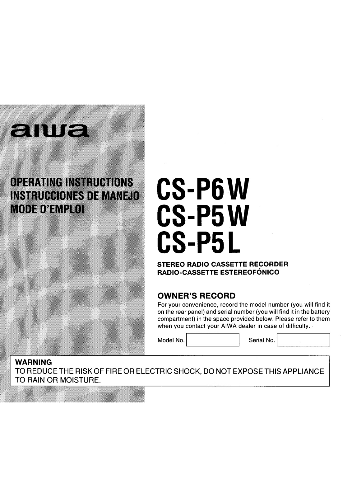 Aiwa CS-P5W, CS-P5L, CS-P6W Owners Manual