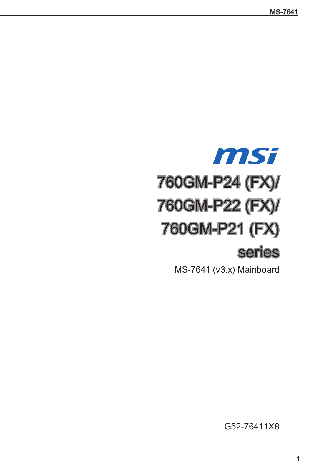 MSI 760GM-P21 FX User Manual