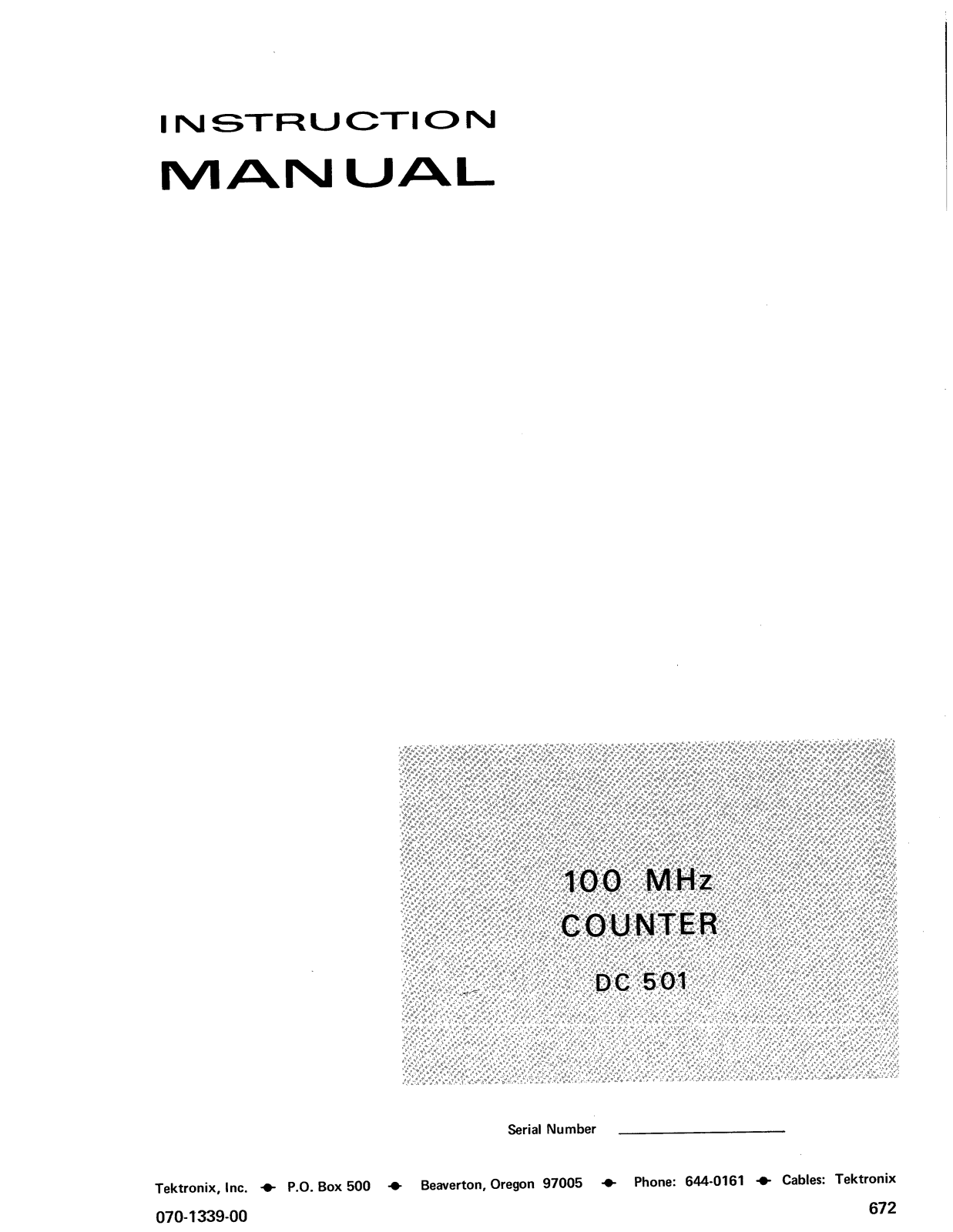 Tektronix DC 501 Service manual