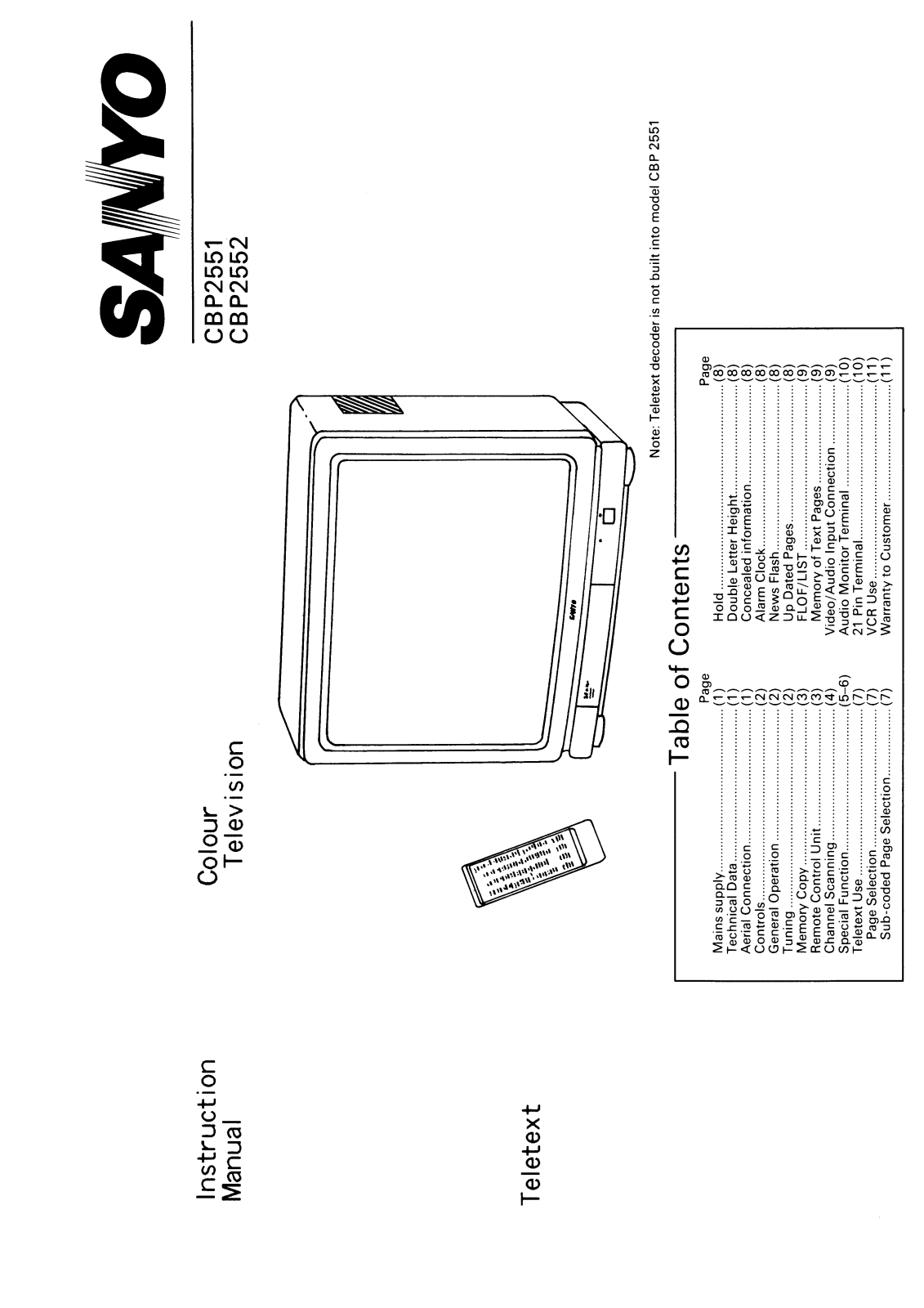 Sanyo CBP2551, CBP2552 Instruction Manual