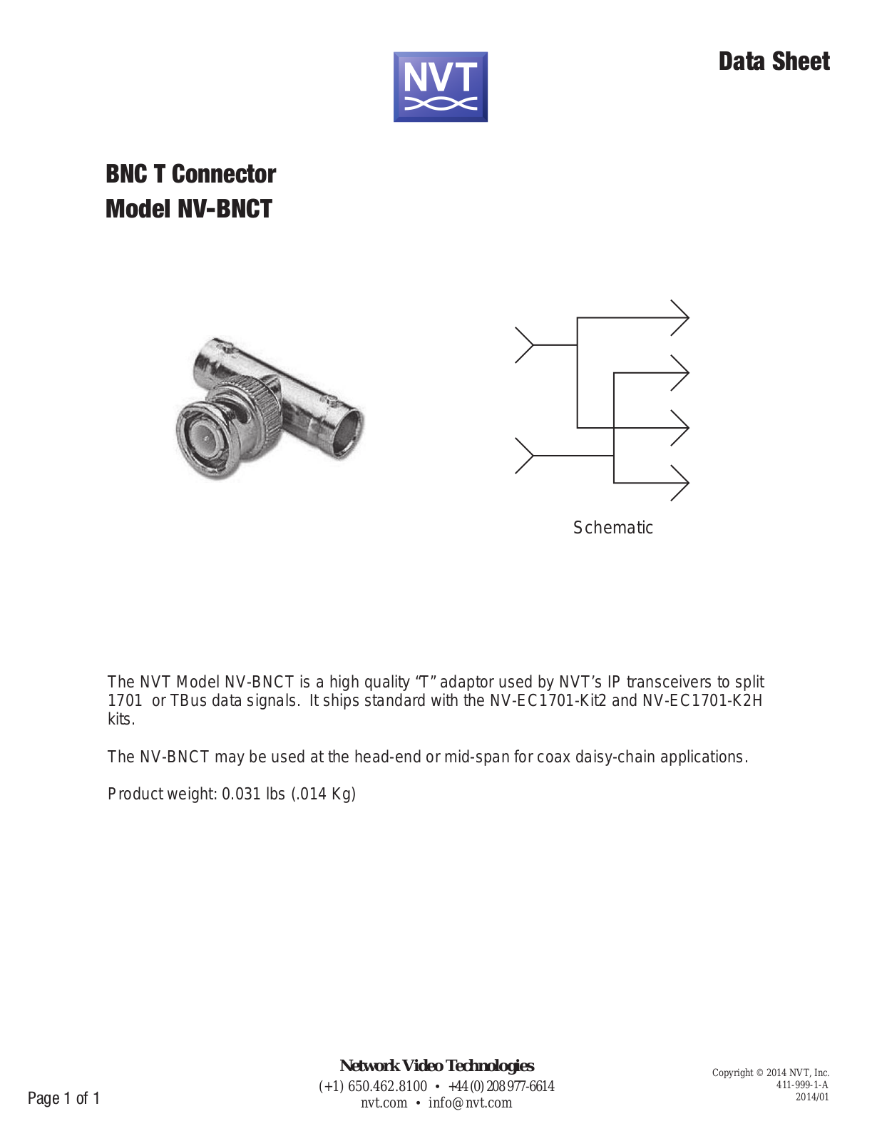 NVT NV-BNCT Specsheet