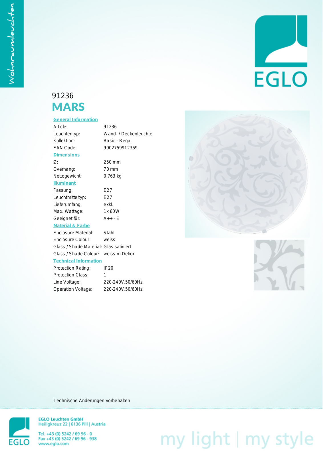 Eglo 91236 Service Manual