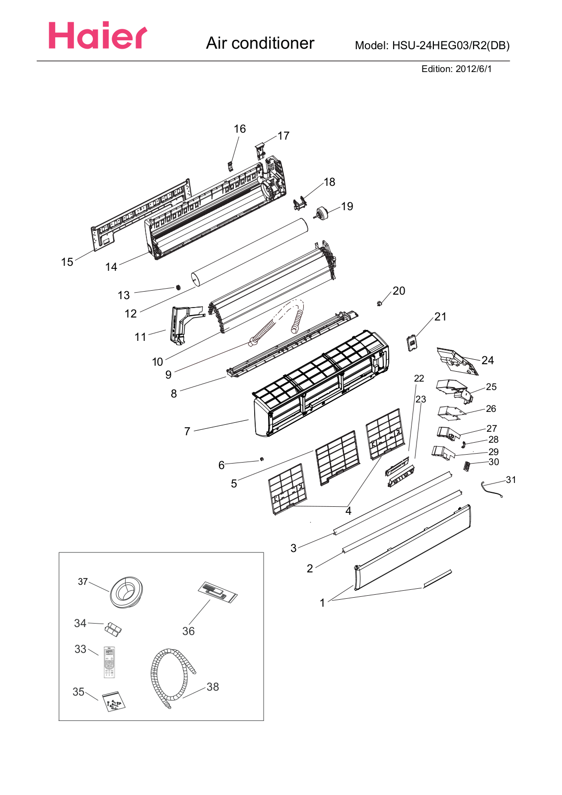 Haier HSU-24HEG03 Exploded View