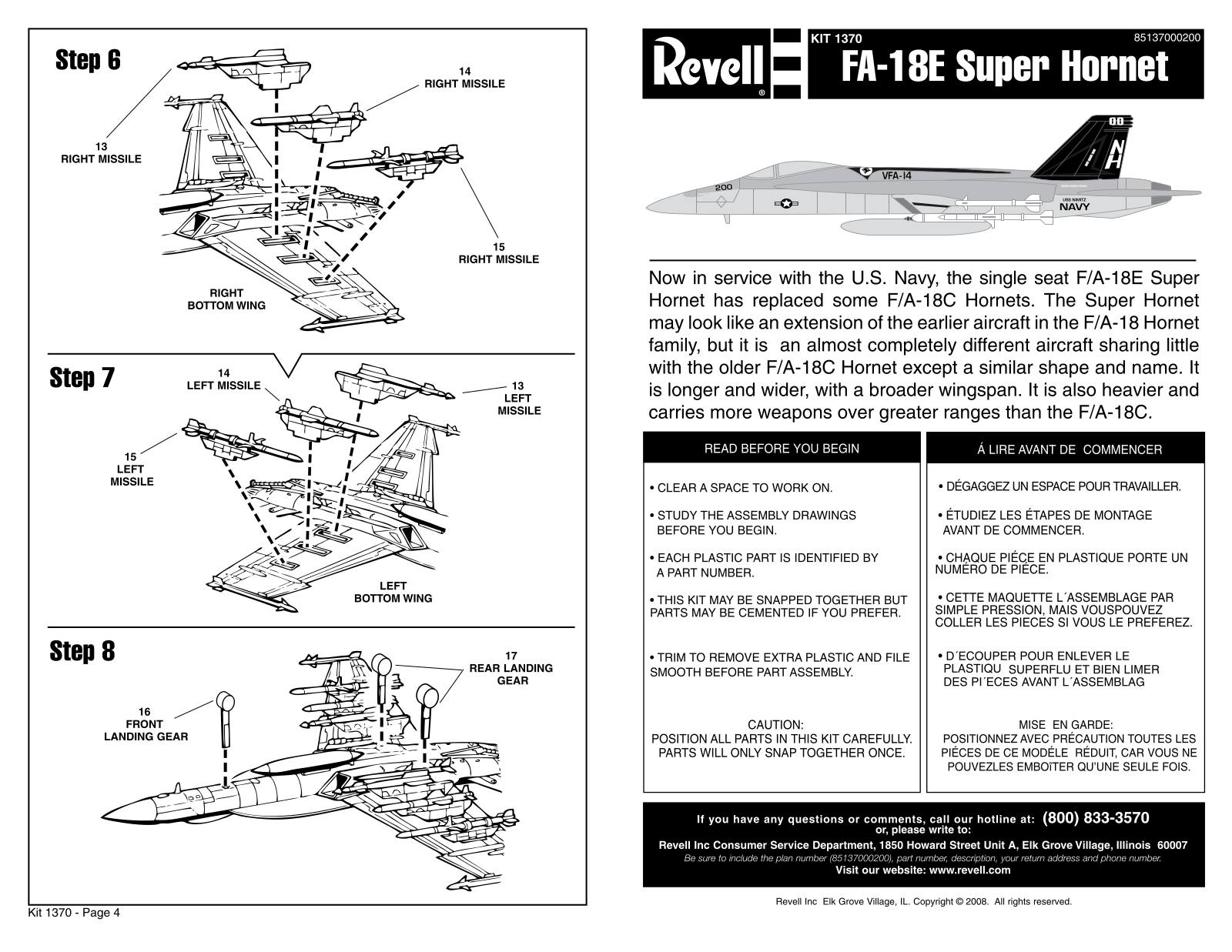 REVELL Easy Kit F-A-18E Super Hornet User Manual