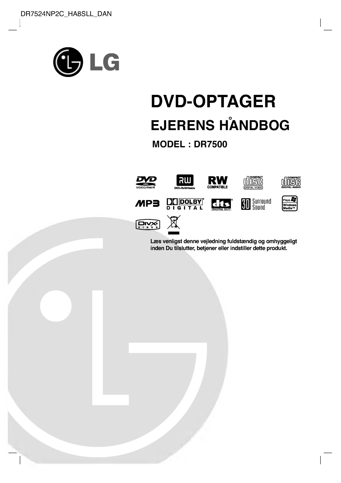 LG DR7524NP2C Instruction book