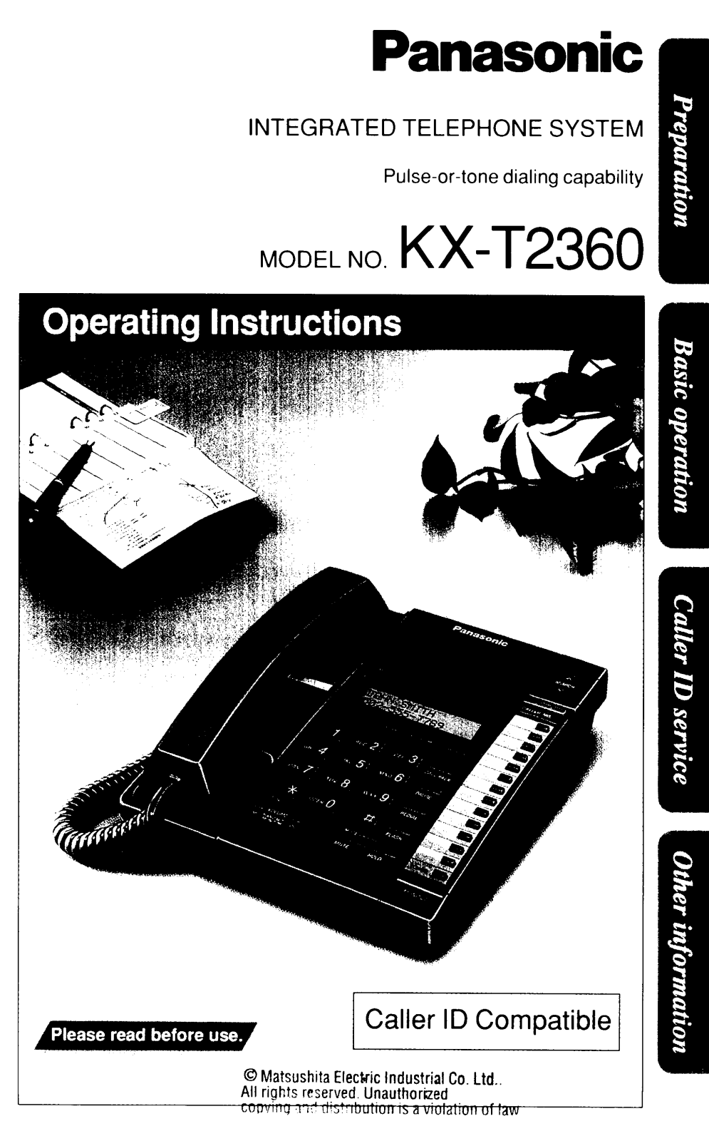 Panasonic kx-t2360 Operation Manual