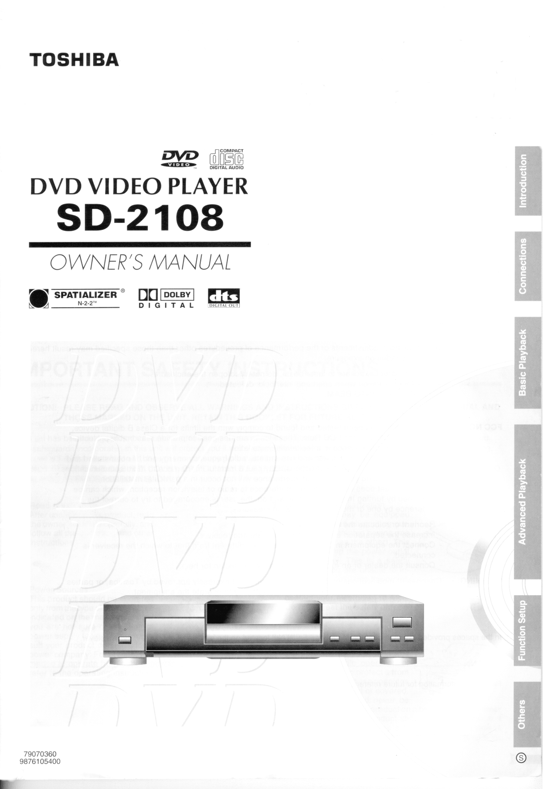 Toshiba SD-2108 Owners manual