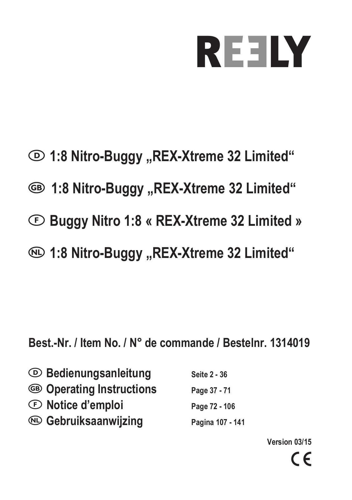 Reely REX-Xtreme 32 Limited User guide