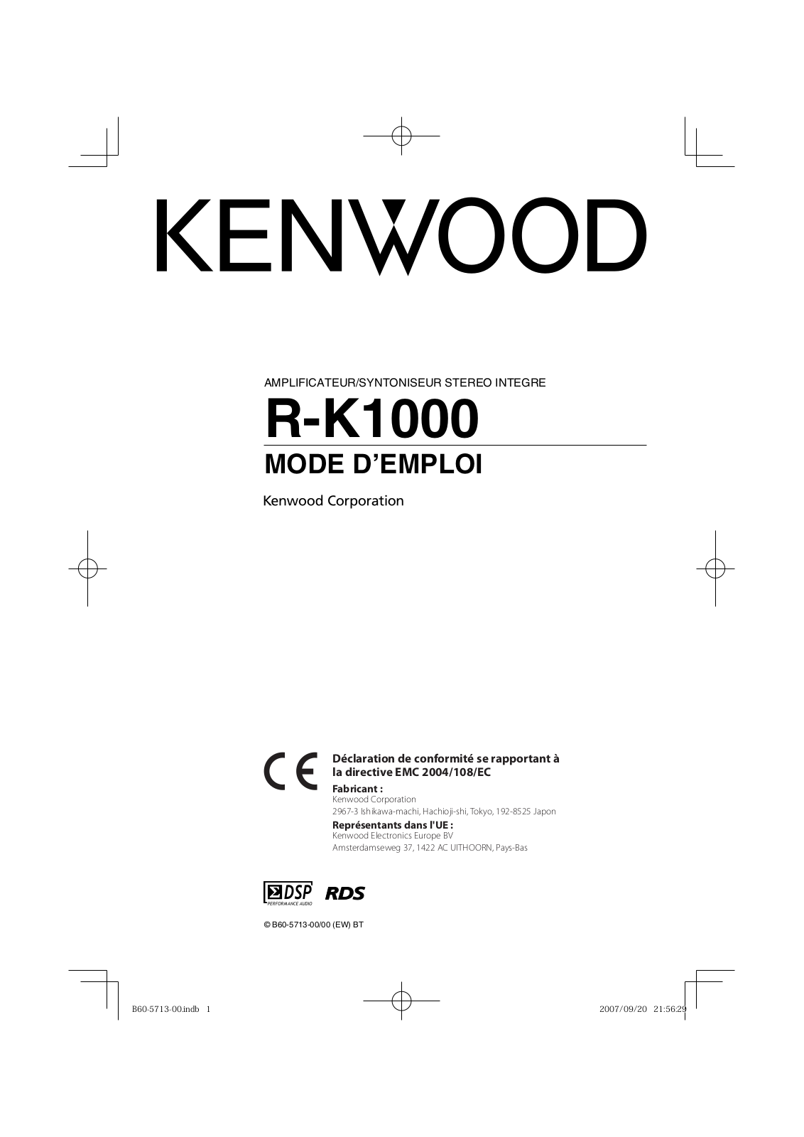 Kenwood R-K1000 User Manual