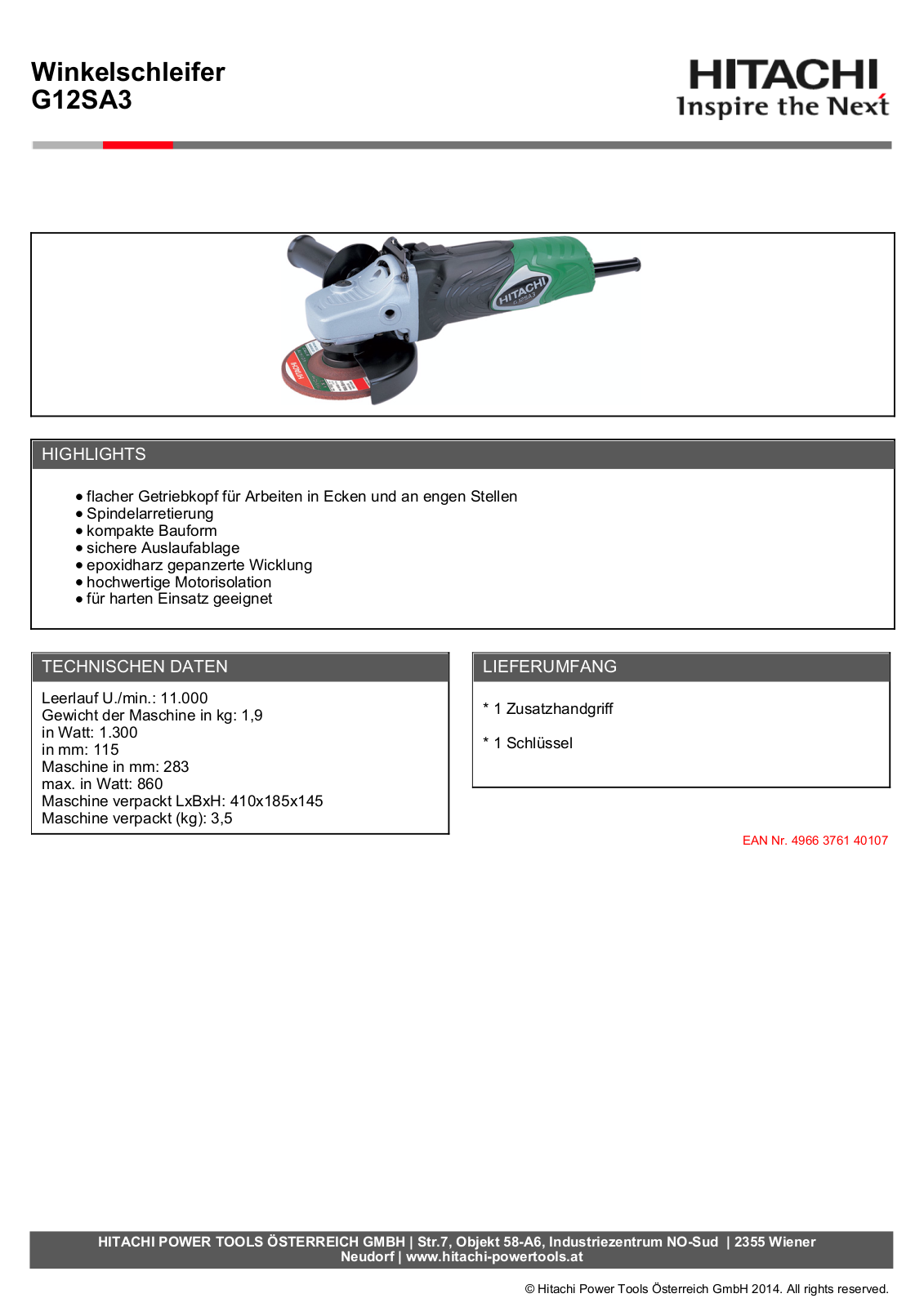 Hitachi G12SA3 User Manual