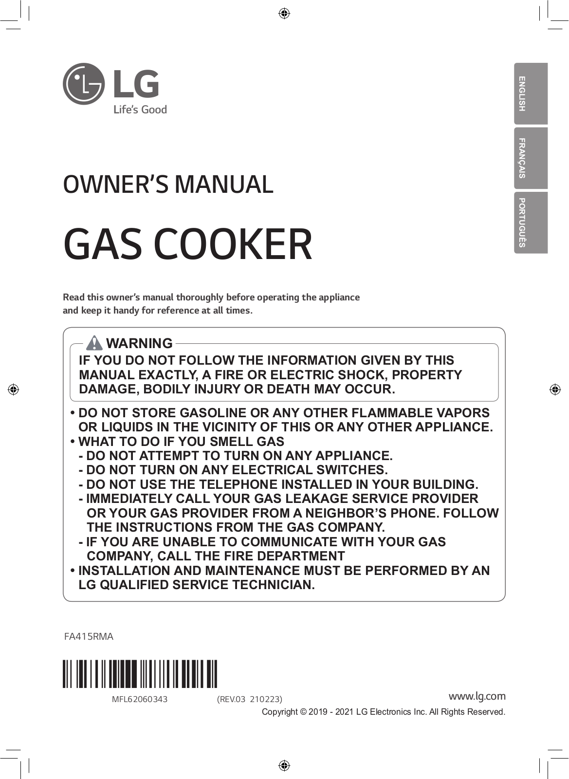 LG FA415RMA Owner’s Manual