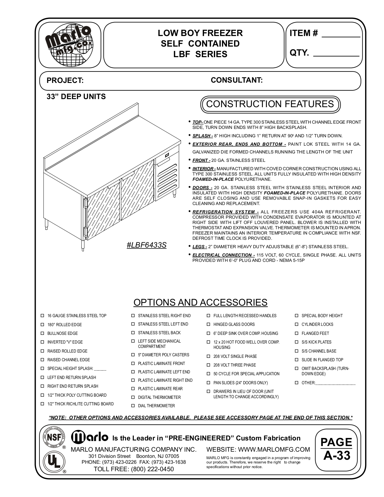 Marlo LBF10133S User Manual