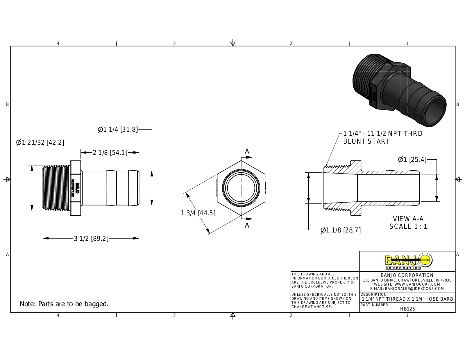 Banjo HB125 Drawing - ManualMachine.com