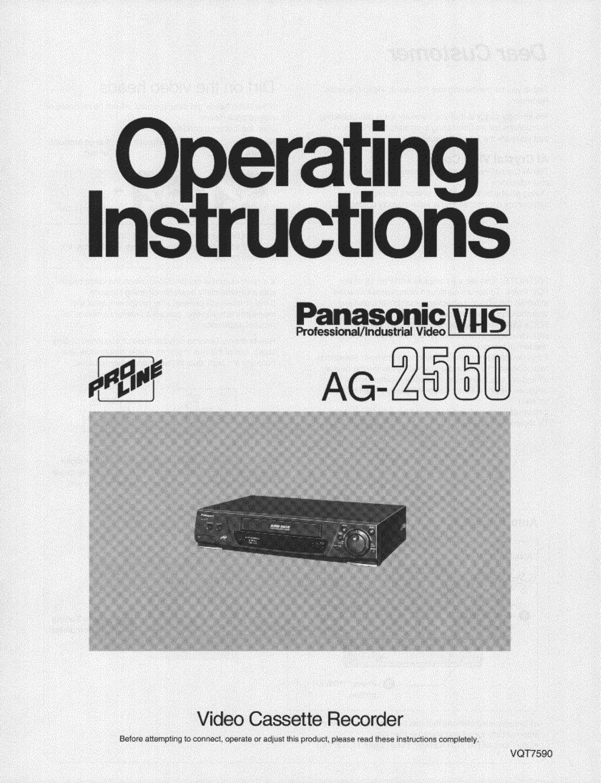 Panasonic ag2560 Operation Manual