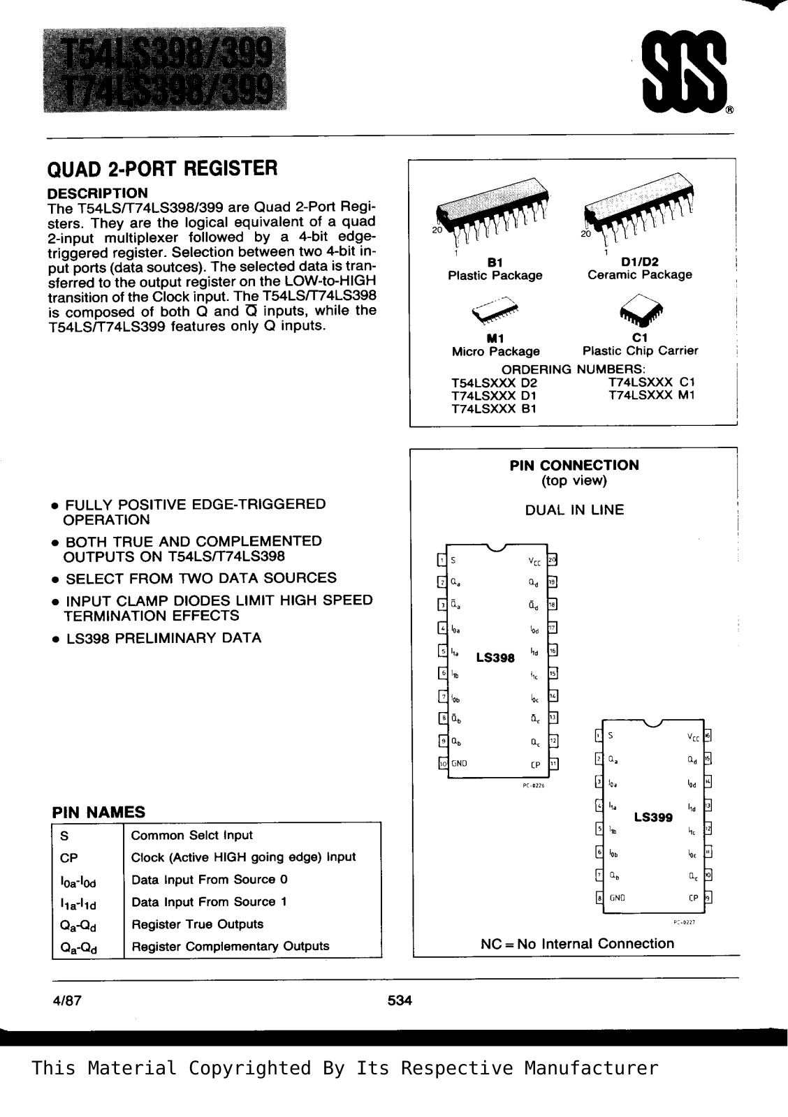 Datasheet T74LS399B1 Specification - ManualMachine.com