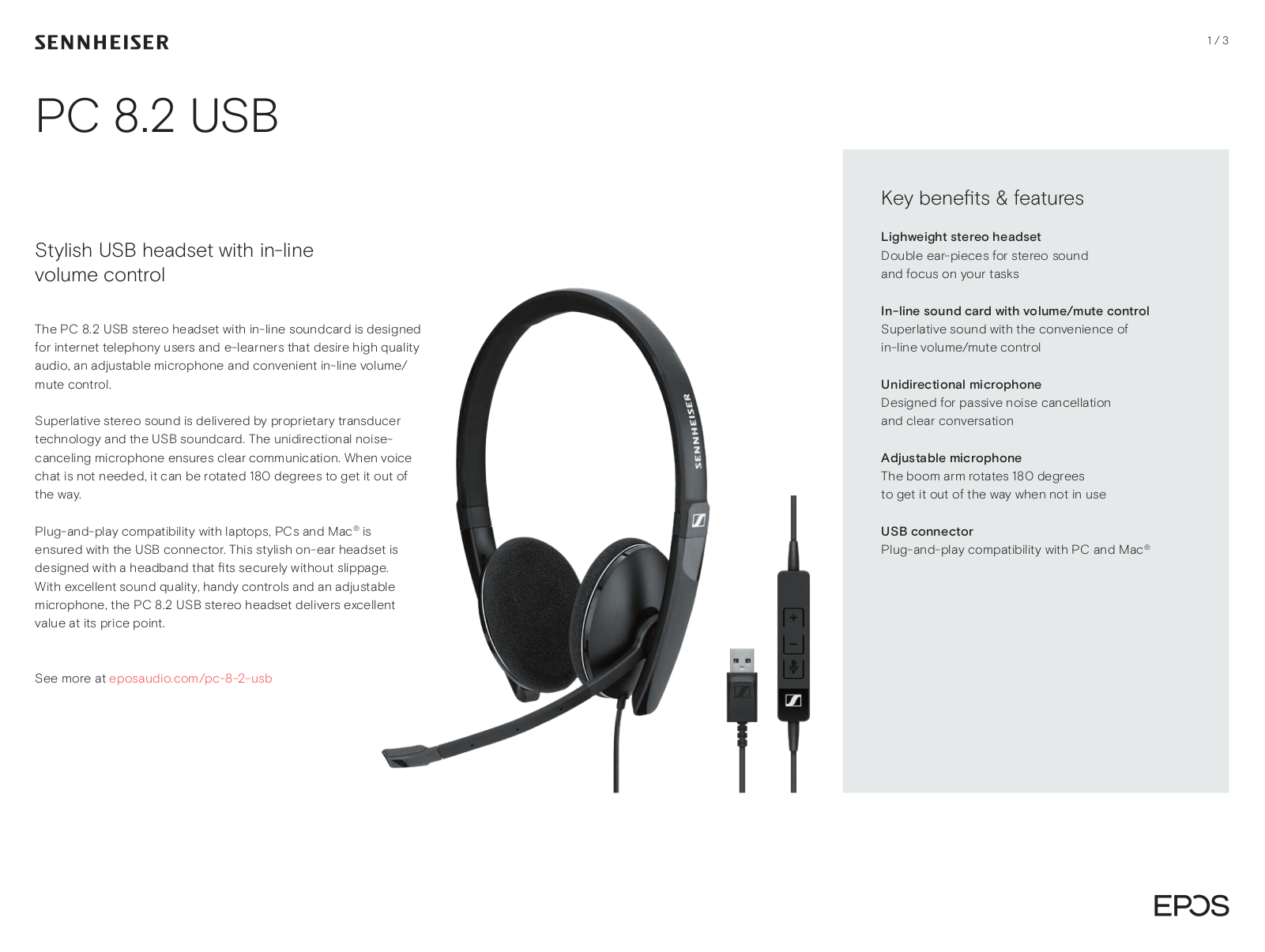 Sennheiser PC 8.2 USB User Manual