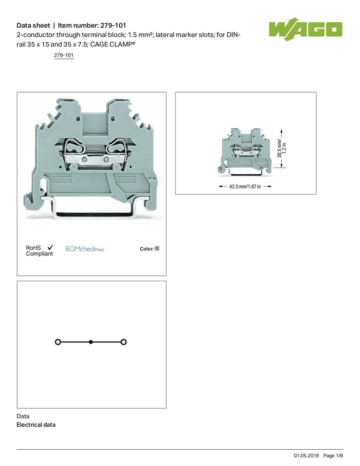 Wago 279-101 Data Sheet