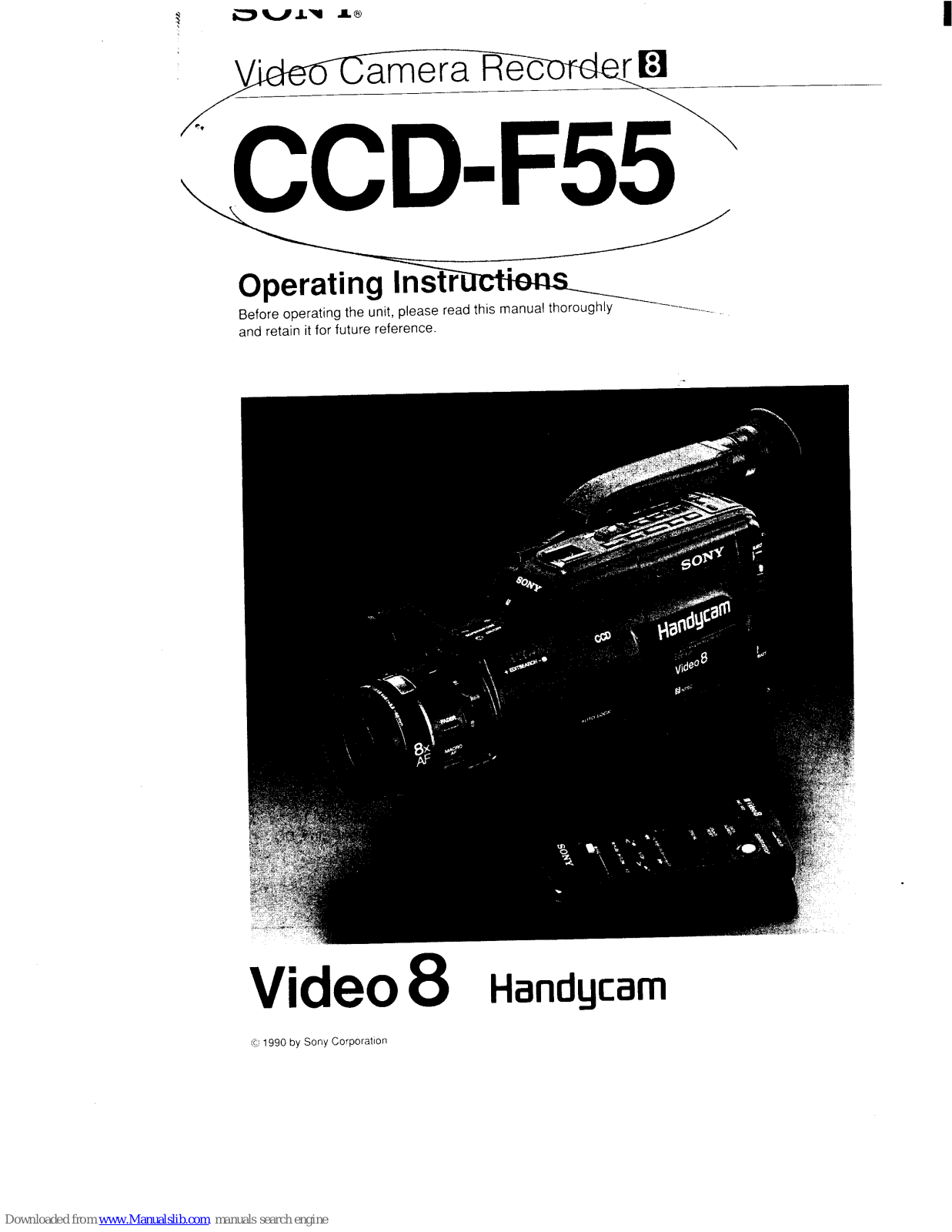 Sony Video8 Handycam CCD-F55 Operating Instructions Manual