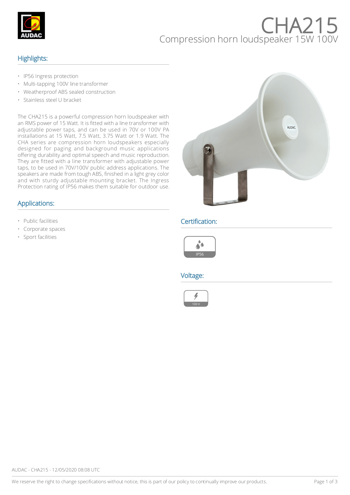 AUDAC CHA215 Audac CHA215.pdf - ManualMachine.com