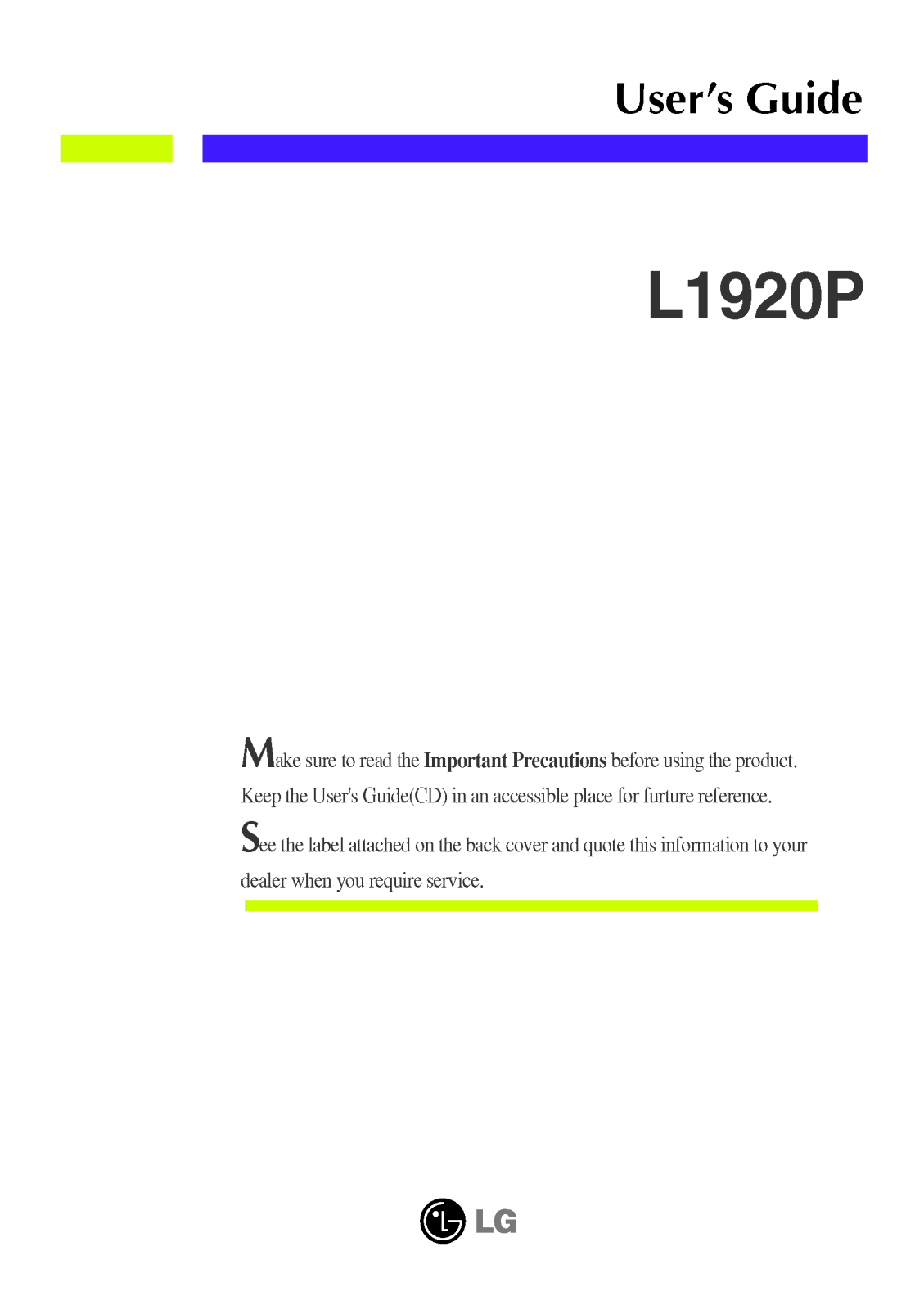 LG L1920PF User Manual