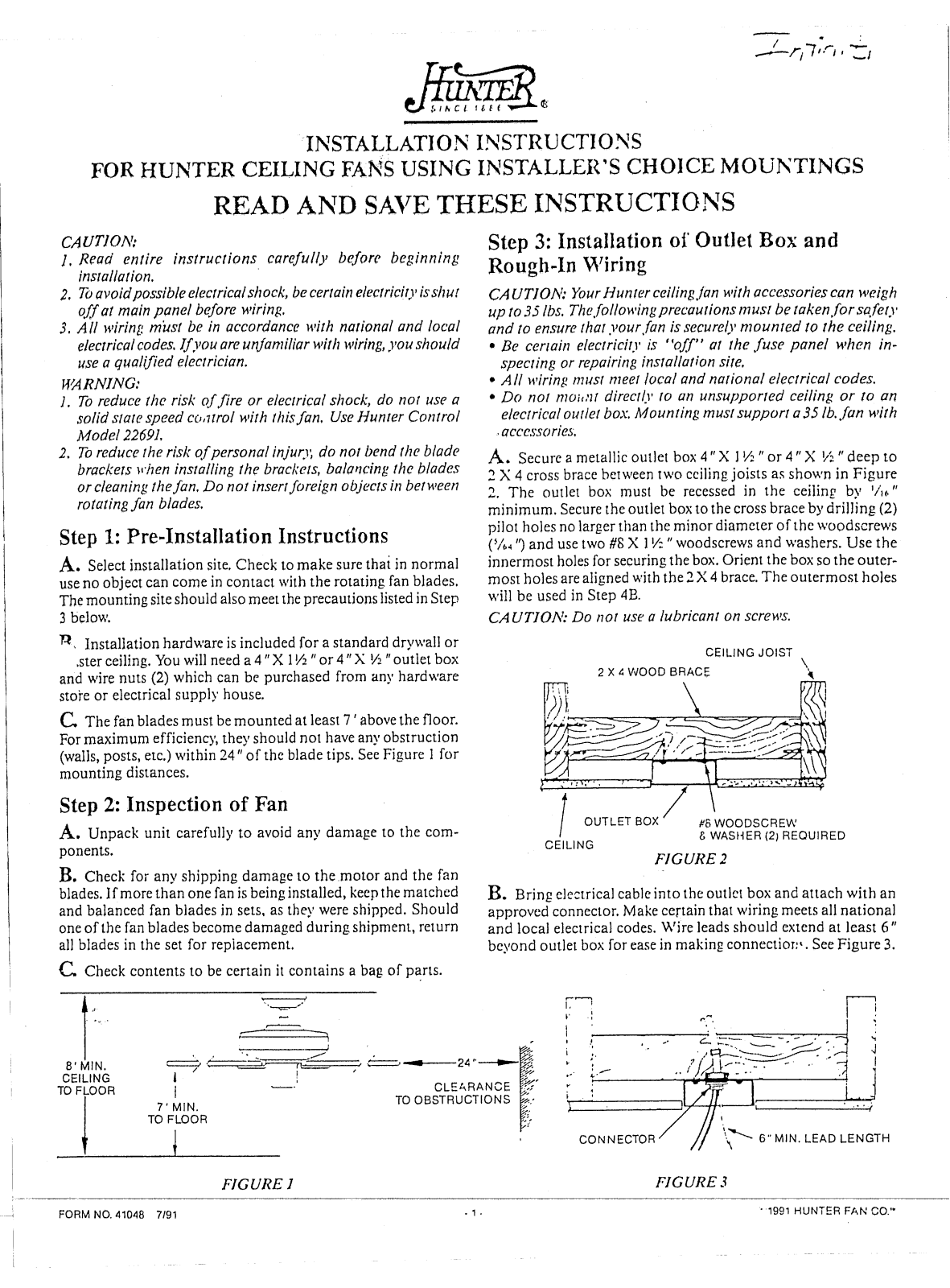 Hunter 21064 Owner's Manual