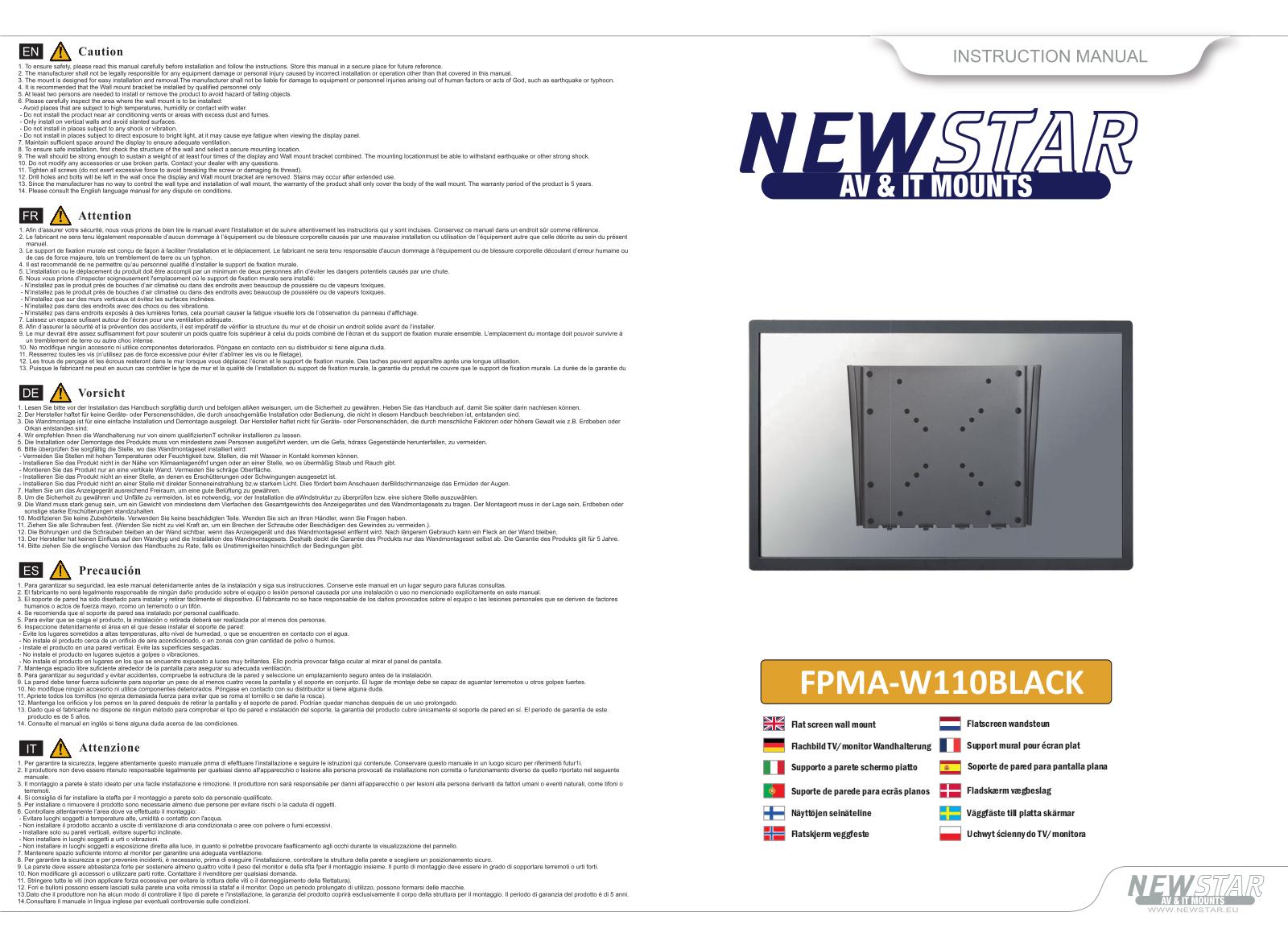 Newstar FPMA-W110BLACK User Manual