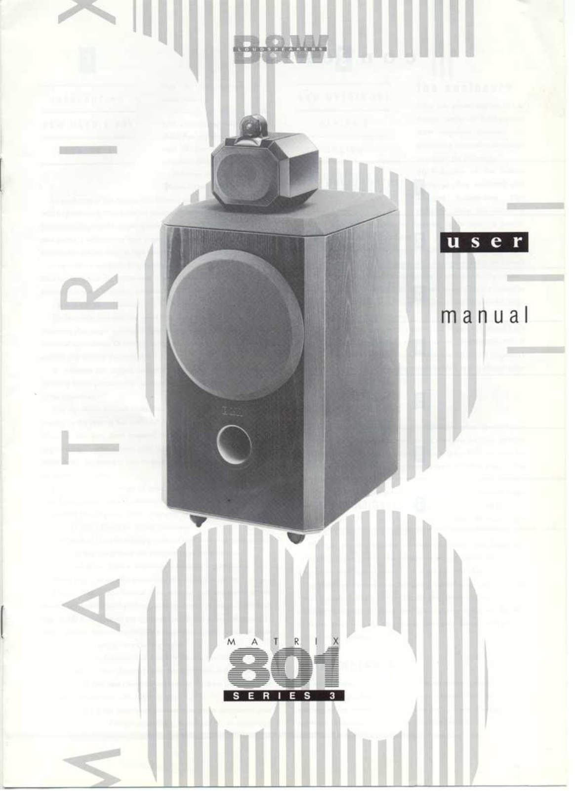 Bowers and Wilkins Matrix 801 Mk3, 801 Mk3, 801-S-3 Owners manual