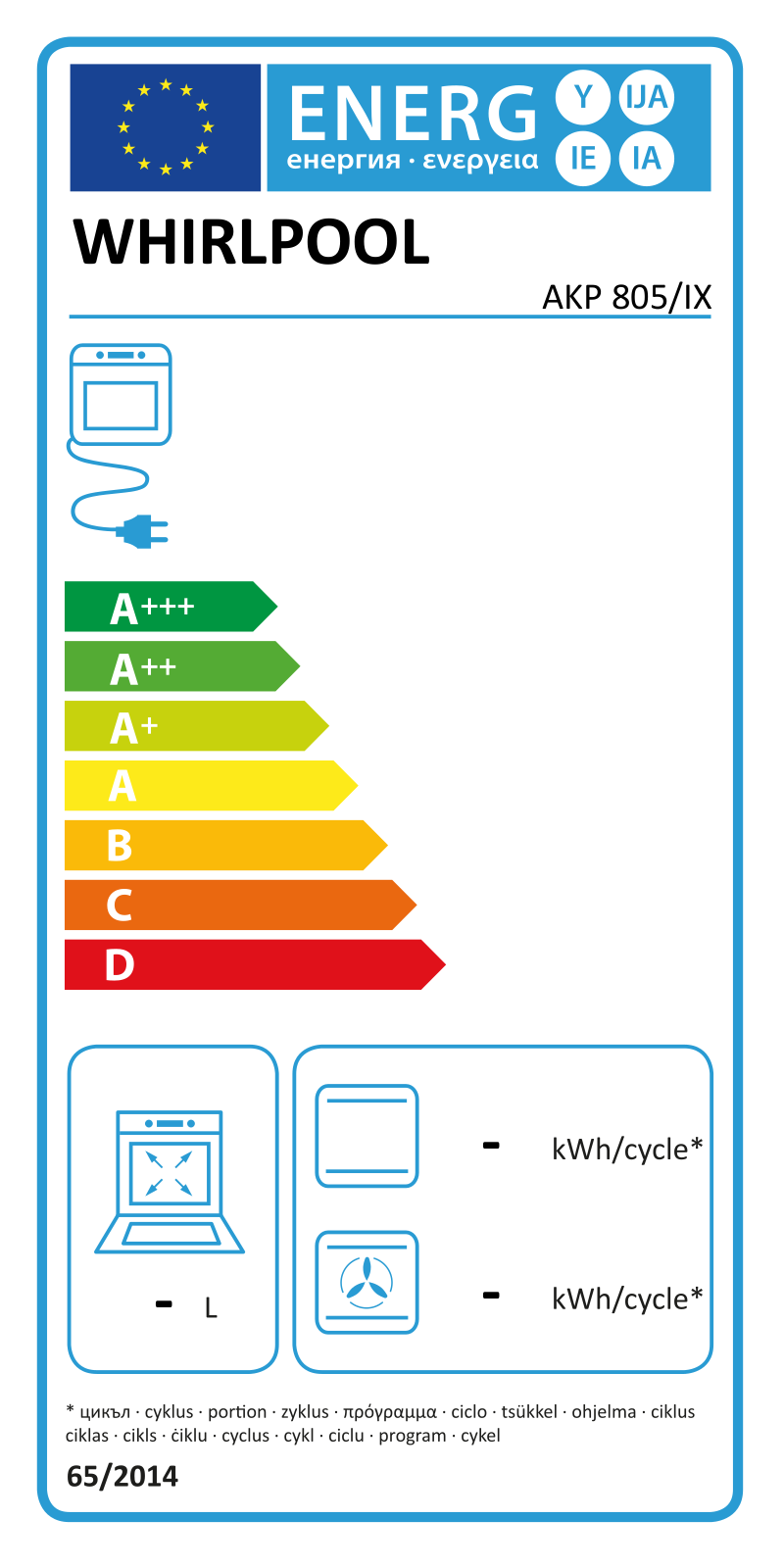 Whirlpool AKP 805/IX ENERGY LABEL