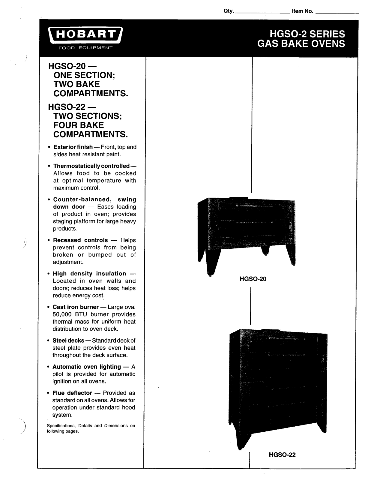 Hobart HGSO-20 User Manual