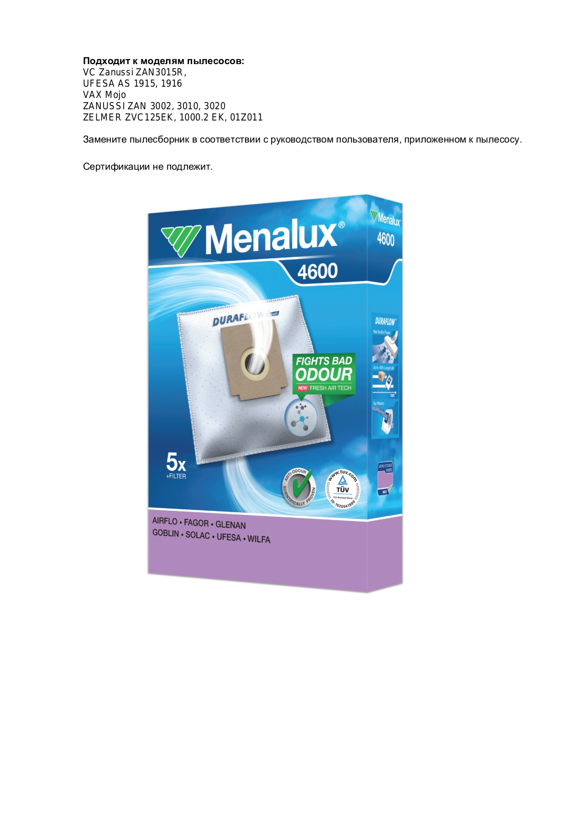 Menalux 4600 User Manual