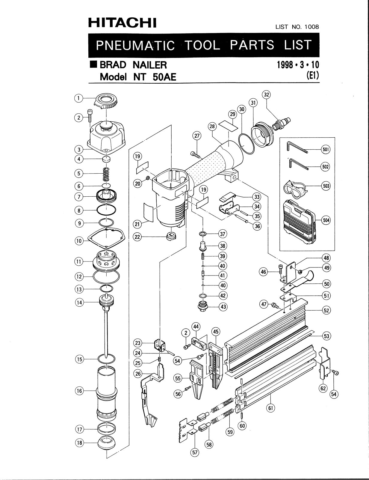 Hitachi NT50AE PARTS LIST