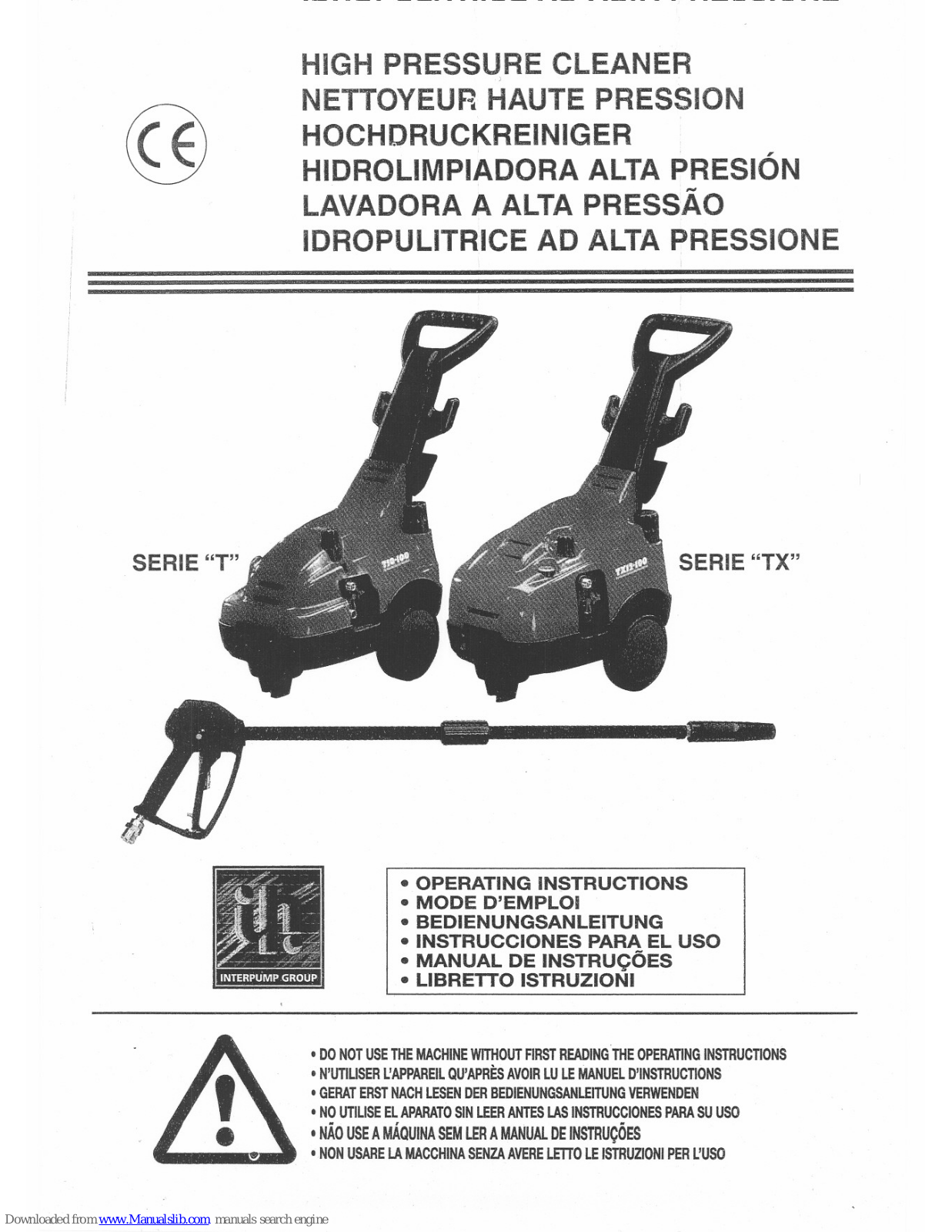 Interpump TX 10.130, TX 12.100, TX 12.140, TX 13.180, TX 14.120 Operating Instructions Manual