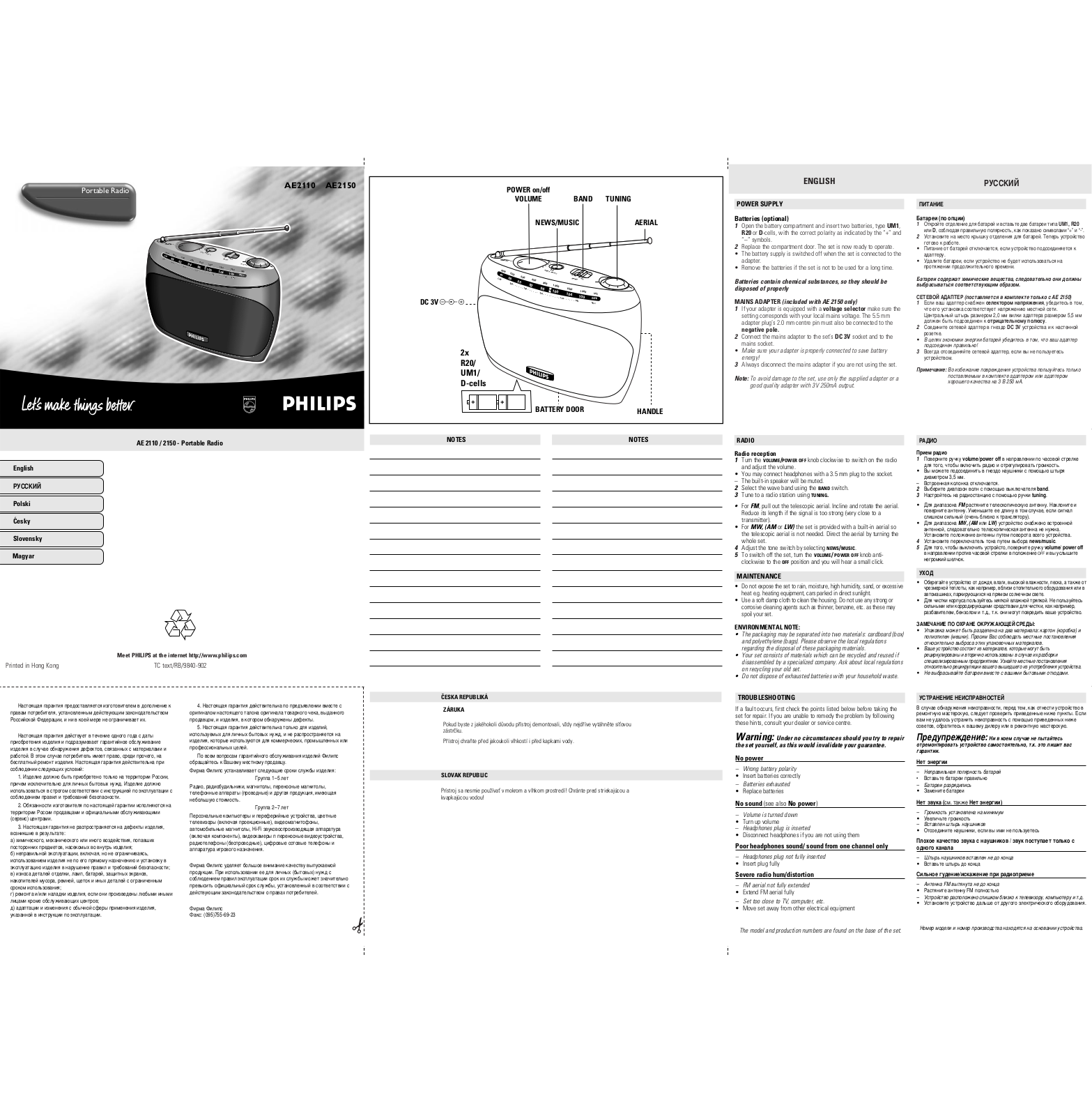 Philips AE2150, AE2110 User Manual