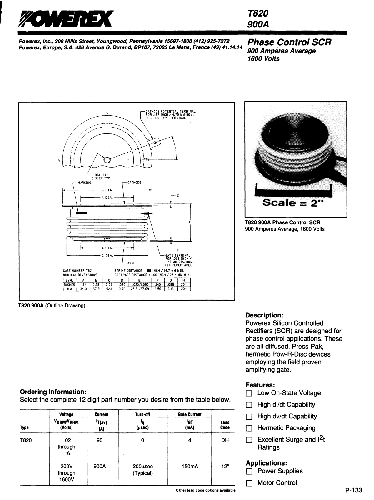 Powerex T820 900A Data Sheet - ManualMachine.com