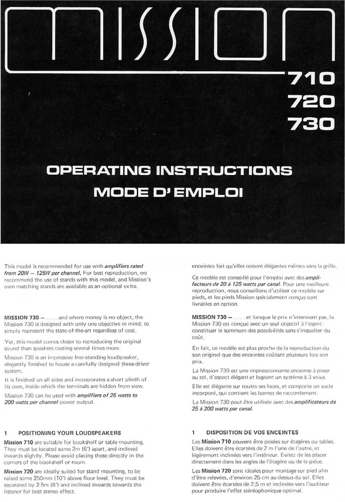 Mission 720 Owners manual